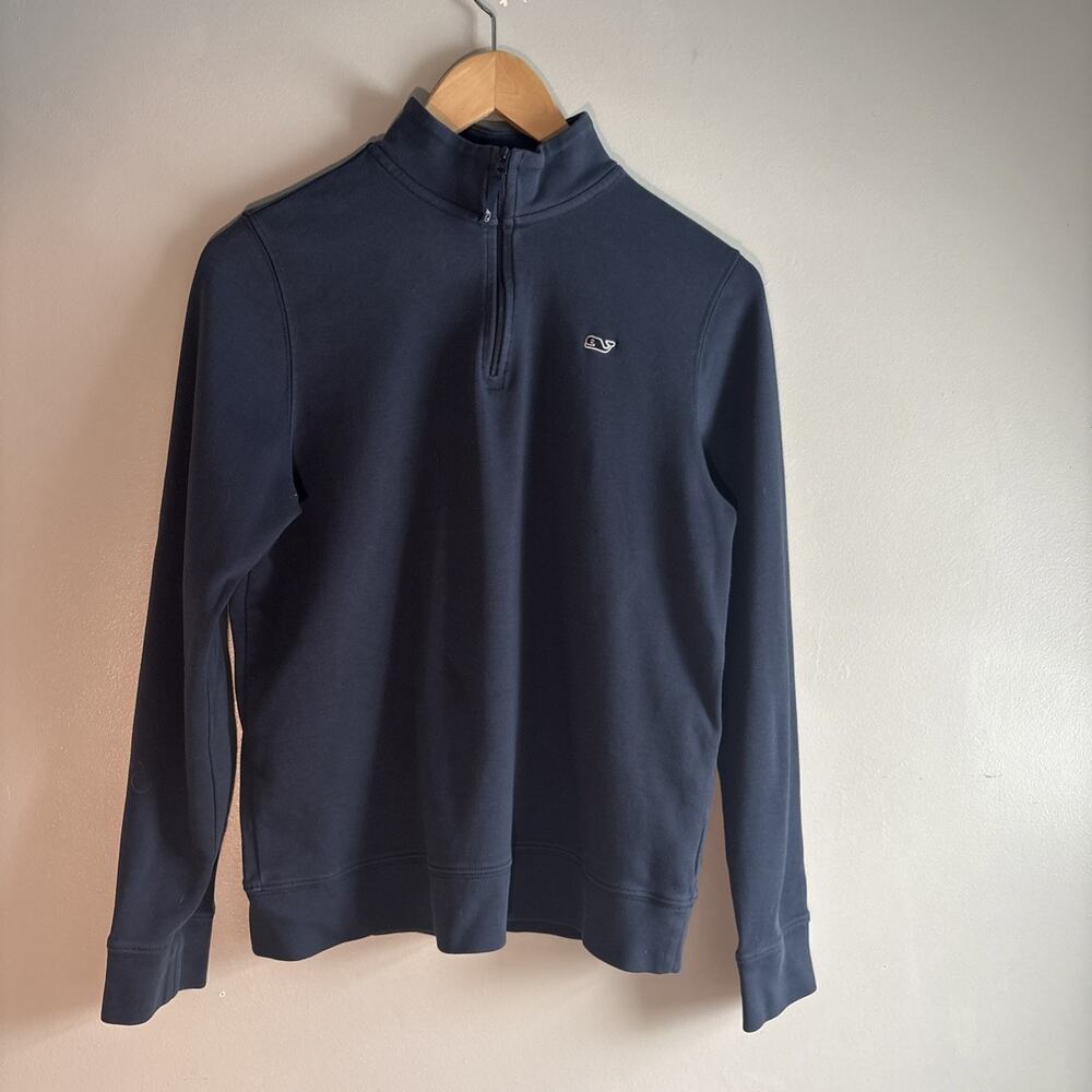 Vineyard Vines Boys 1/4. Zip Solid Whale Shirt in Vineyard Navy Size Large 16